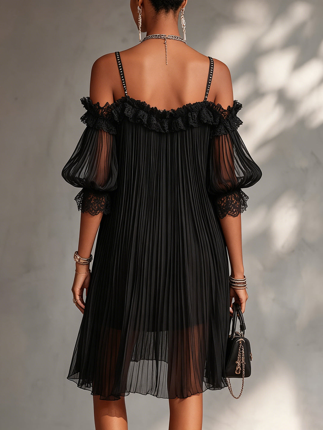 CECILIA | LACE-TRIM OFF-SHOULDER DRESS