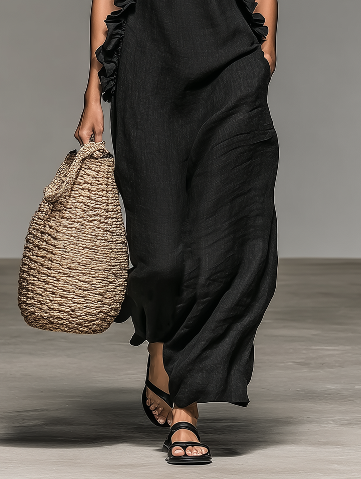 BEATRICE | RUFFLE MAXI DRESS WITH POCKETS