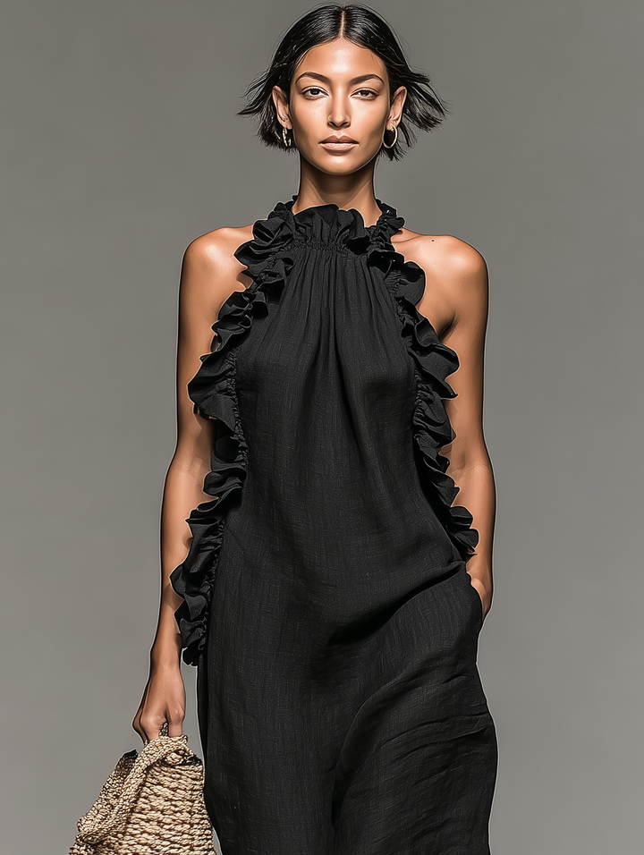 BEATRICE | RUFFLE MAXI DRESS WITH POCKETS