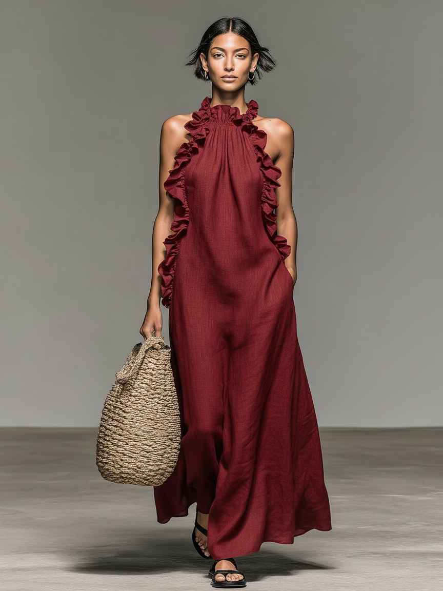 BEATRICE | RUFFLE MAXI DRESS WITH POCKETS