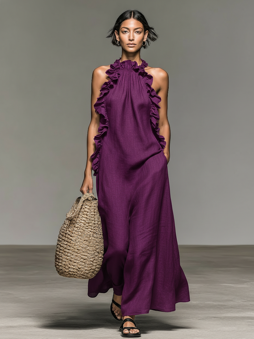 BEATRICE | RUFFLE MAXI DRESS WITH POCKETS