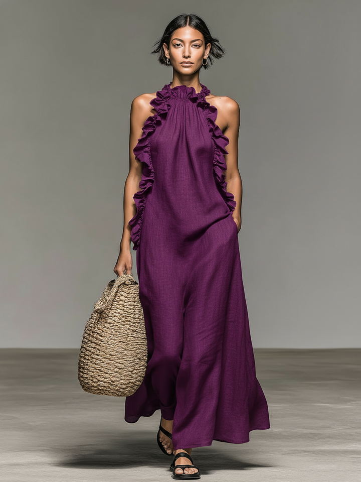 BEATRICE | RUFFLE MAXI DRESS WITH POCKETS