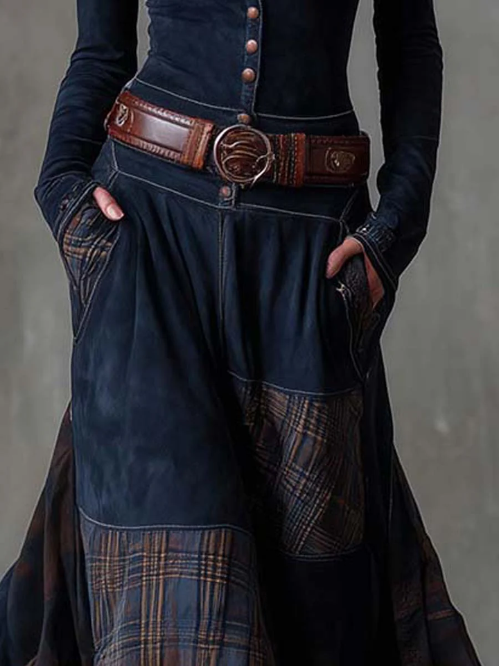 HELENA IVY | WINTER NIGHT SUEDE MAXI DRESS WITH BELT