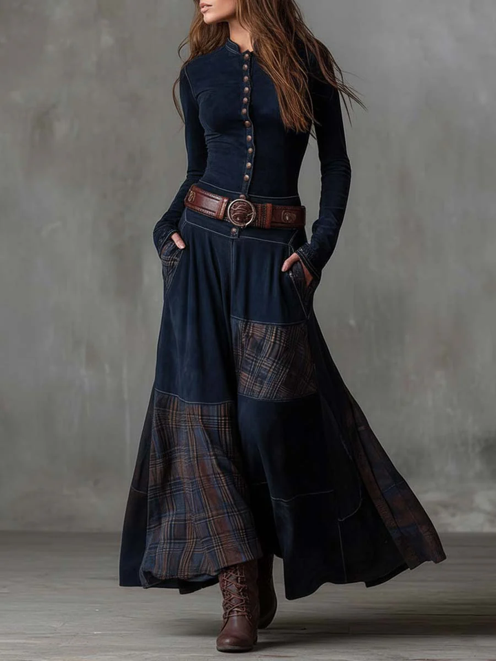 HELENA IVY | WINTER NIGHT SUEDE MAXI DRESS WITH BELT