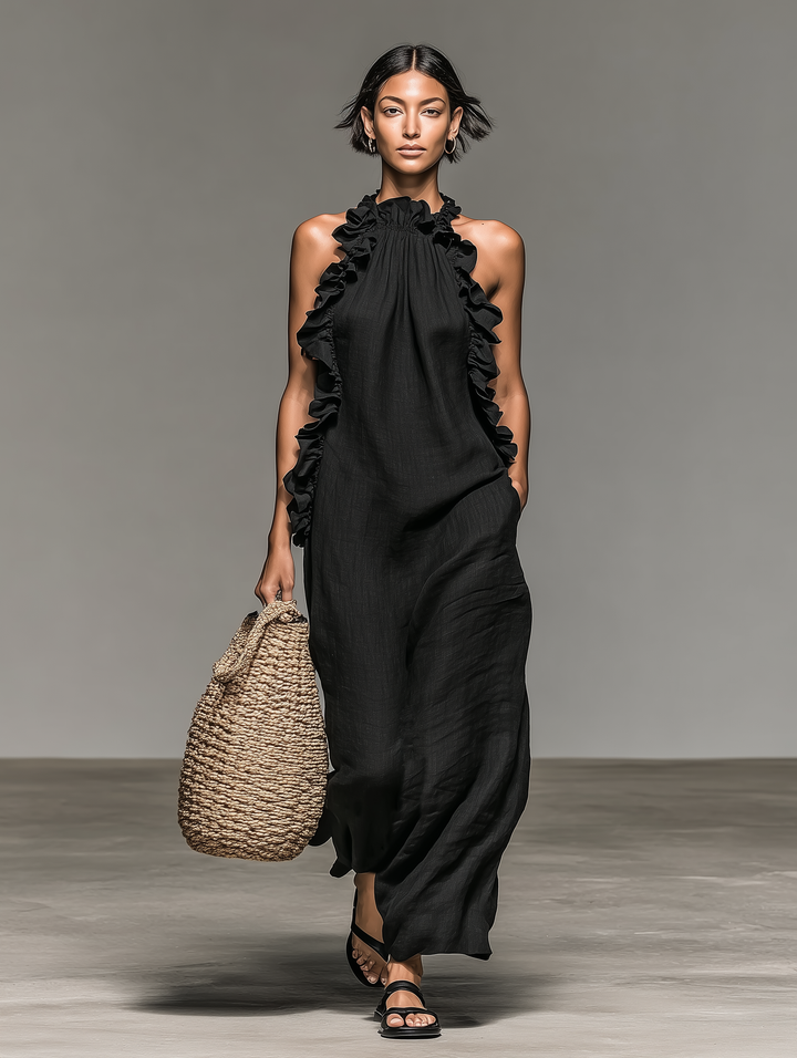 BEATRICE | RUFFLE MAXI DRESS WITH POCKETS